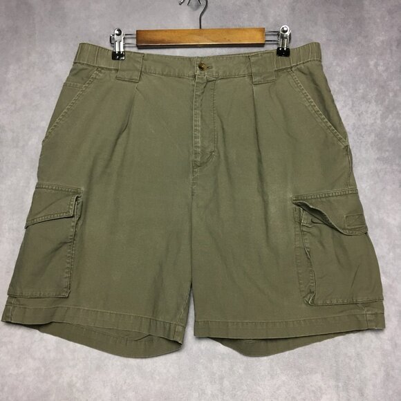 Columbia Mens Cargo Shorts size 34‎ Green Pleated Cotton Trail Summer - Picture 2 of 13